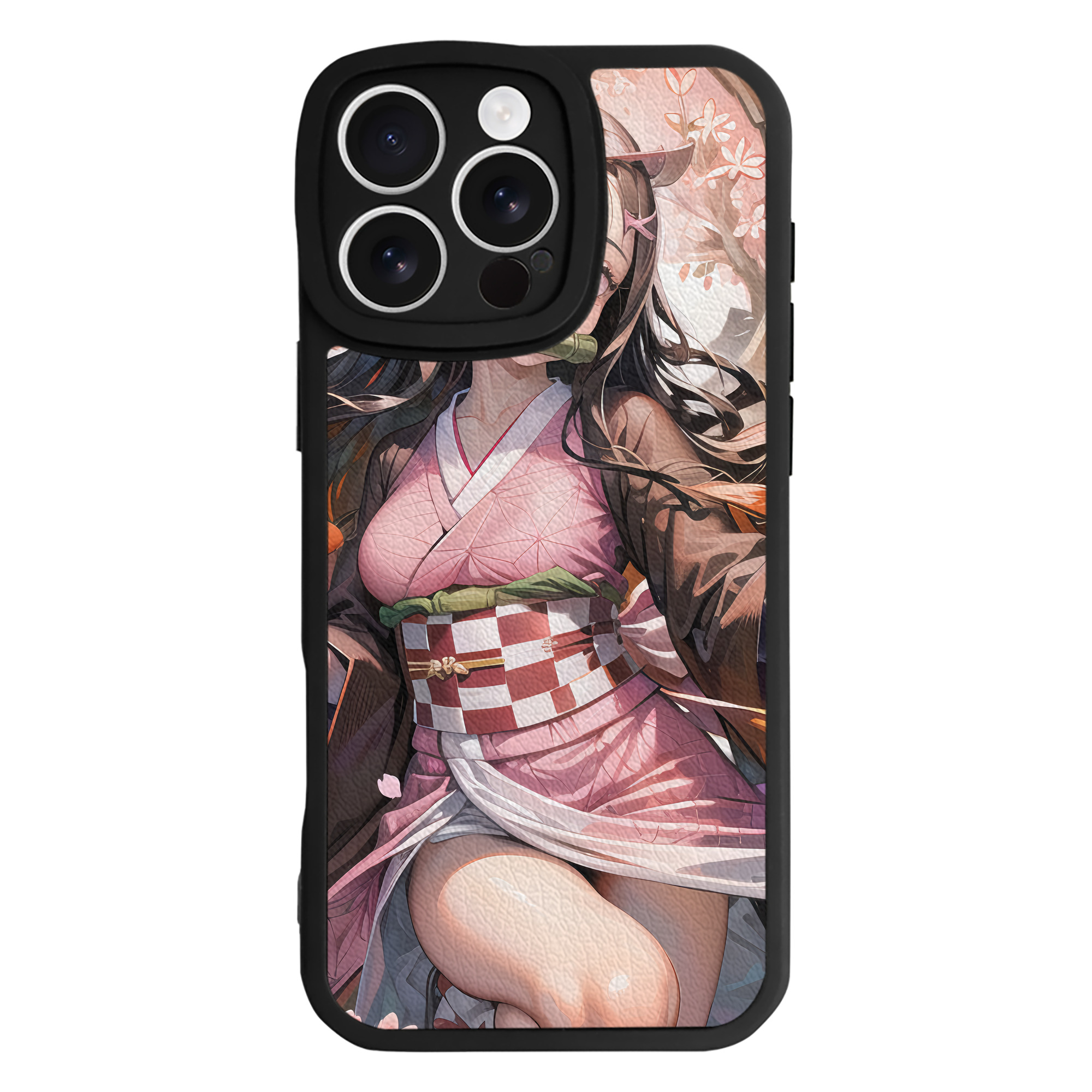 （画像用） 鬼滅の刃（きめつのやいば）竈門 禰󠄀豆子／かまど ねずこ Kamado Nezuko 【iPhone 16シリーズ対応】シリコンスマホケース（レザー調） 材質：シリコン